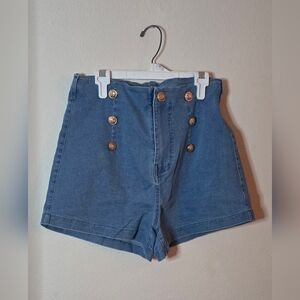 Entro High Waist Denim Sailor Shorts Button Front New Size Medium